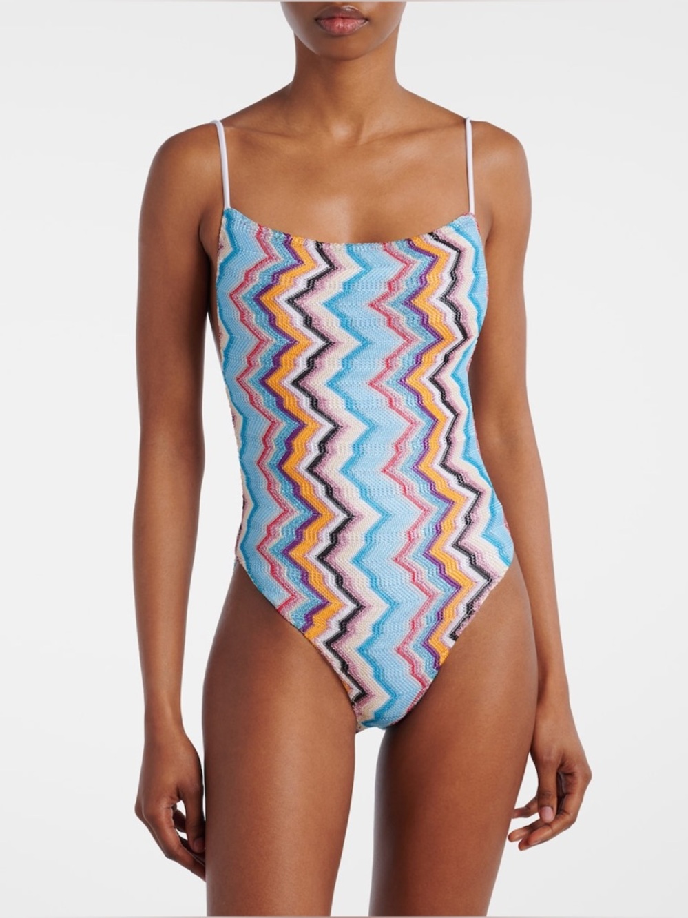 Missoni blue zig zag lame one piece swimsuit NWT